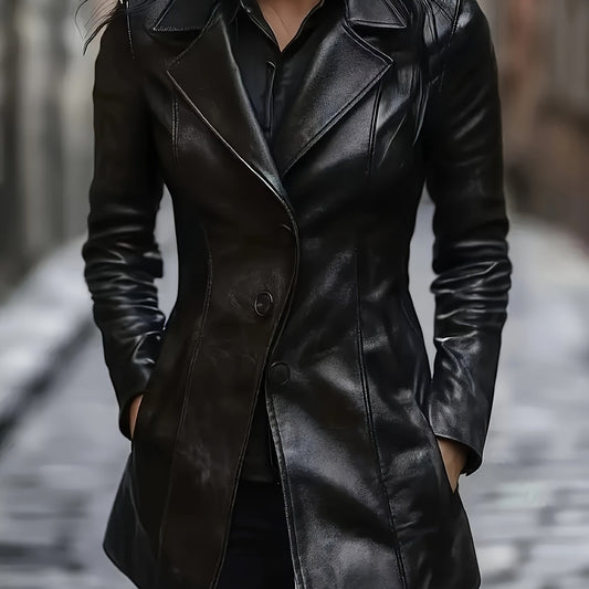 Mid-Length Coat with A-Line Hem and Notched Collar Modeberg Bern