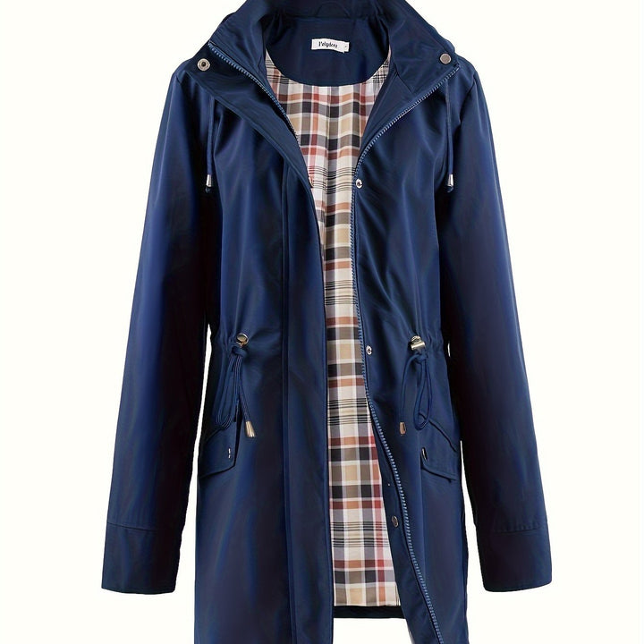Hooded Zip Up Coat with Drawstring Waist Modeberg Bern