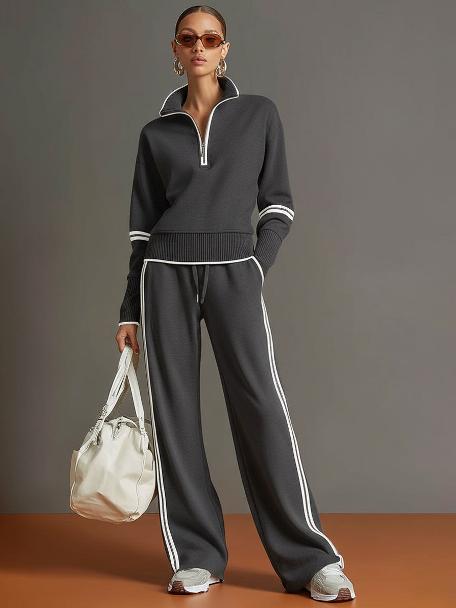 Half-Zip Tracksuit Co-Ord Set with Wide-Leg Trousers Modeberg Bern