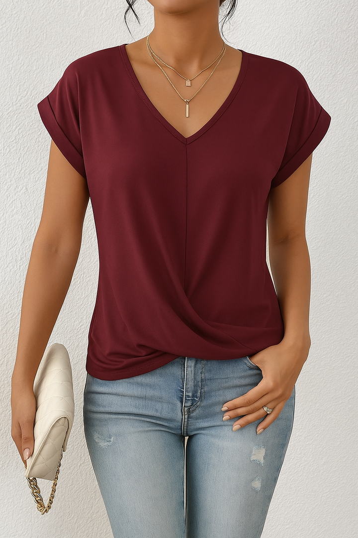 Valeria™ V-Ausschnitt Shirt mit Spitzenakzent Modeberg Bern
