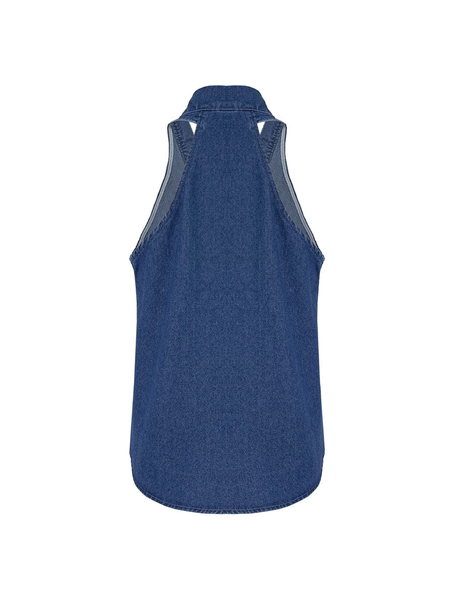 Denim Halter V-Neck Vest Top Modeberg Bern