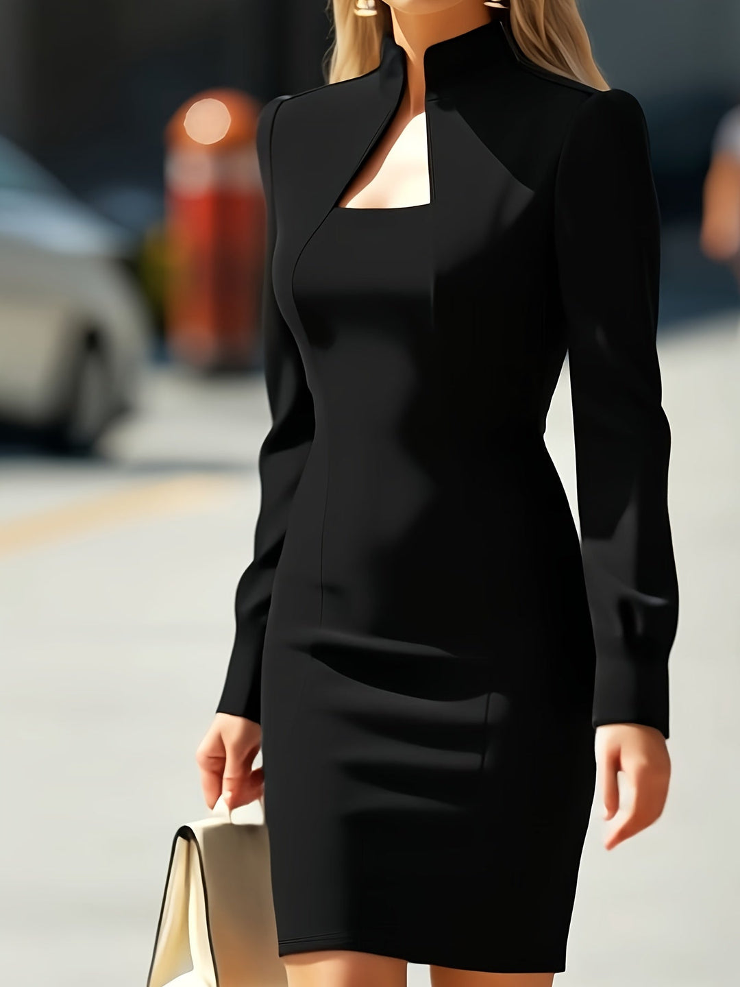 High Neck Long Sleeve Fitted Winter Dress Modeberg Bern