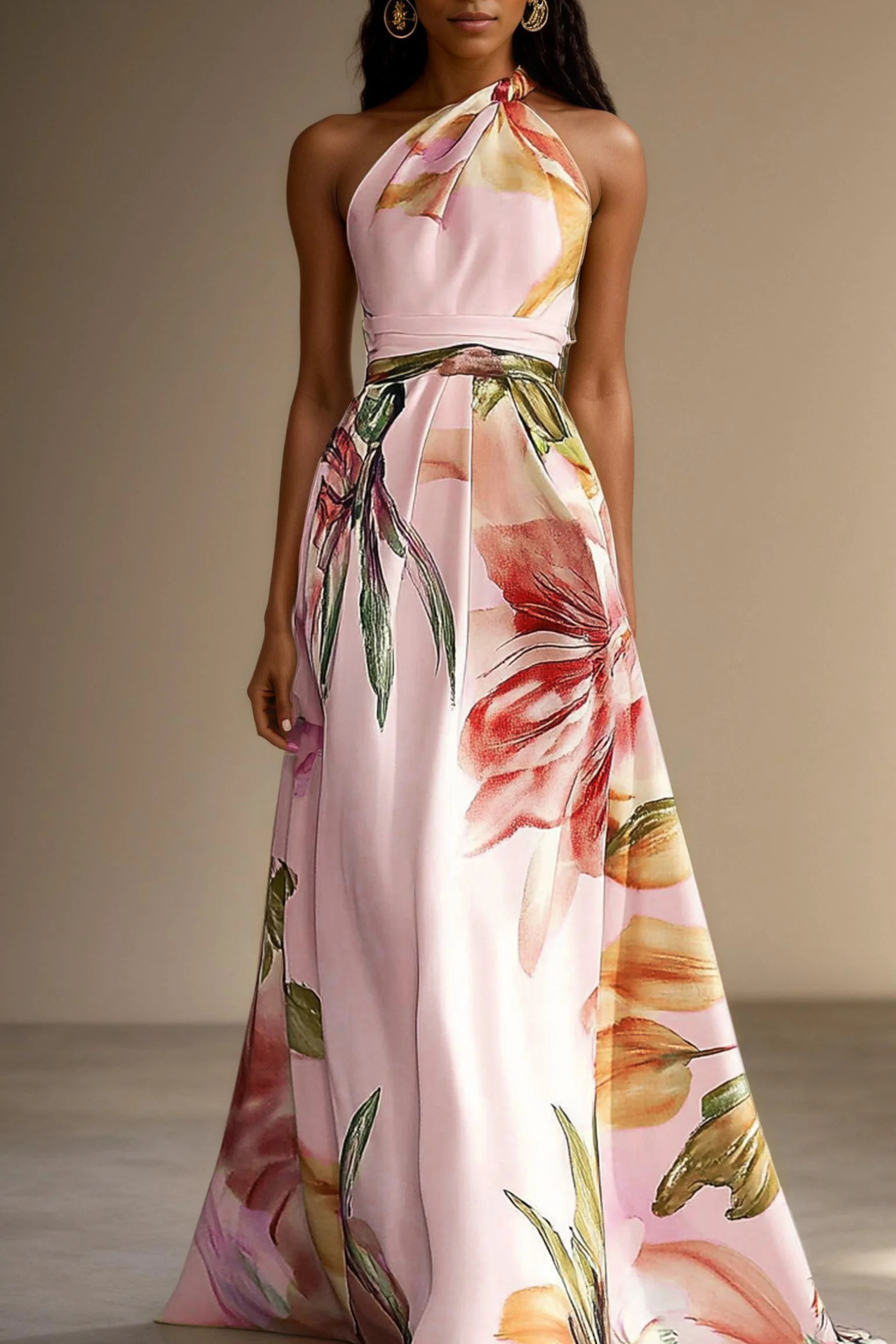 Floral Satin One-Shoulder Wedding Guest Maxi Dress Modeberg Bern