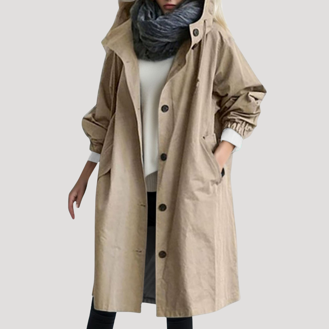 Hooded Button Front Coat for Women Modeberg Bern