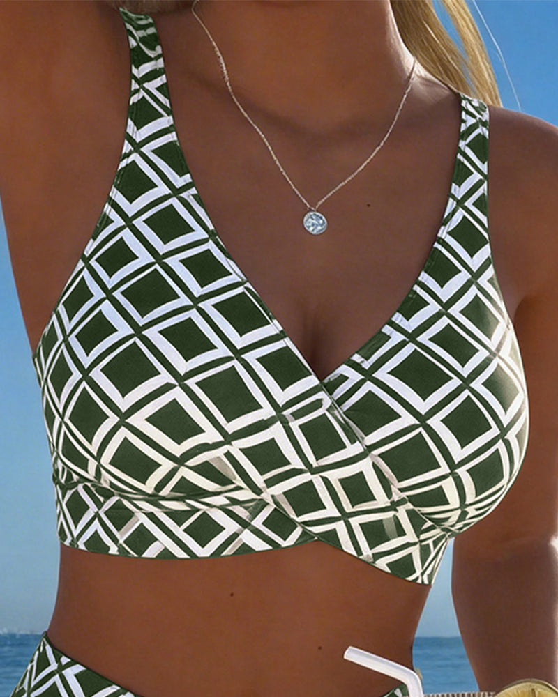 Nina™ Zweiteiliger Bikini mit Bh-Schnitt und Rautenmuster für Damen