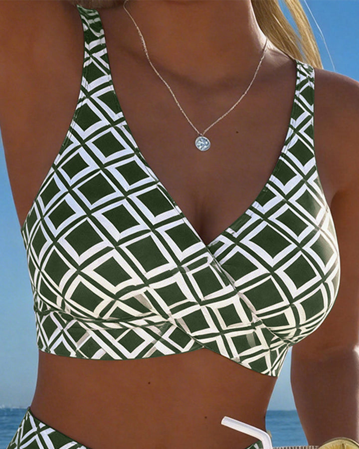 Nina™ Zweiteiliger Bikini mit Bh-Schnitt und Rautenmuster für Damen
