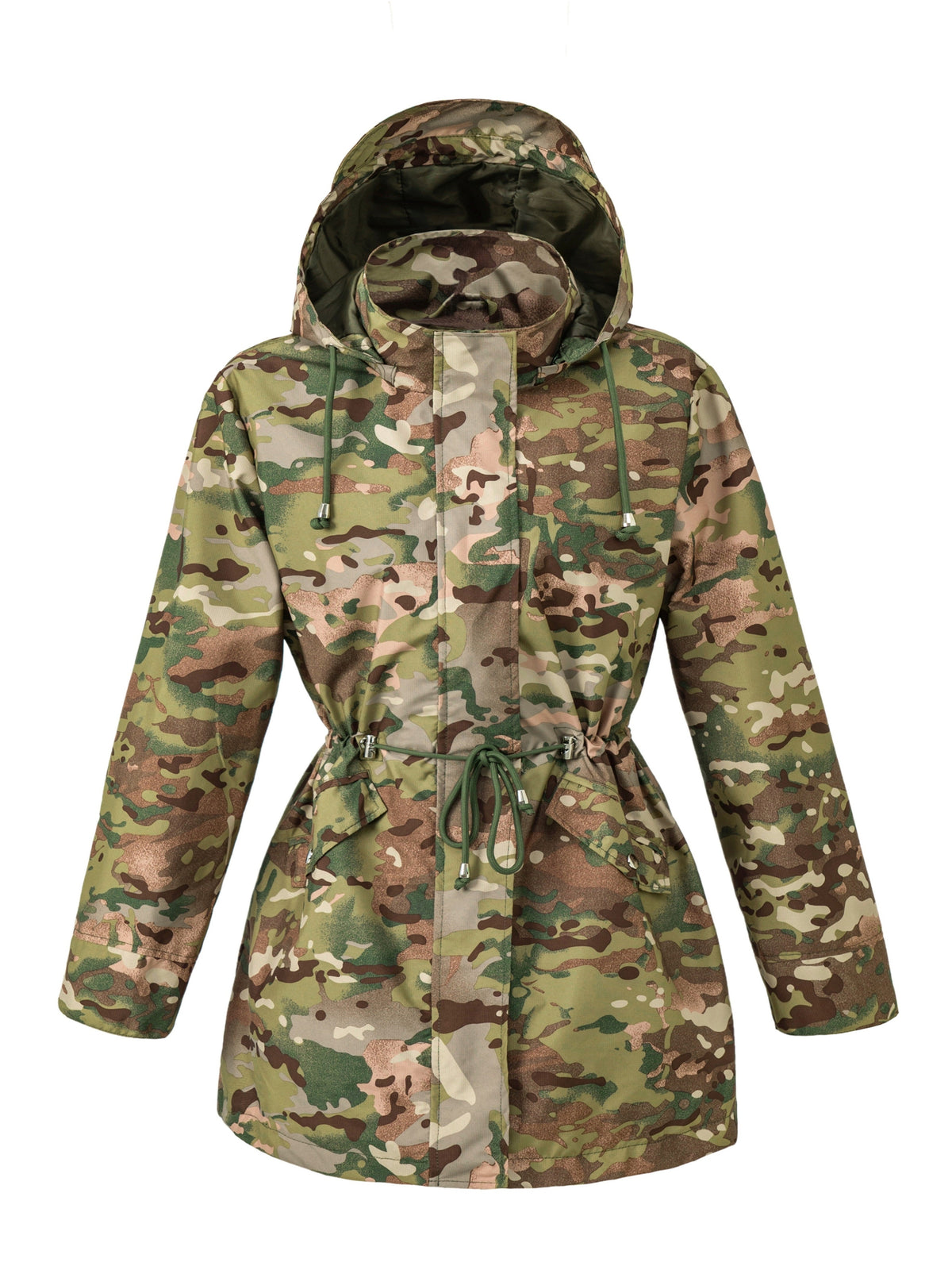 Hooded Zip Up Coat with Drawstring Waist Modeberg Bern