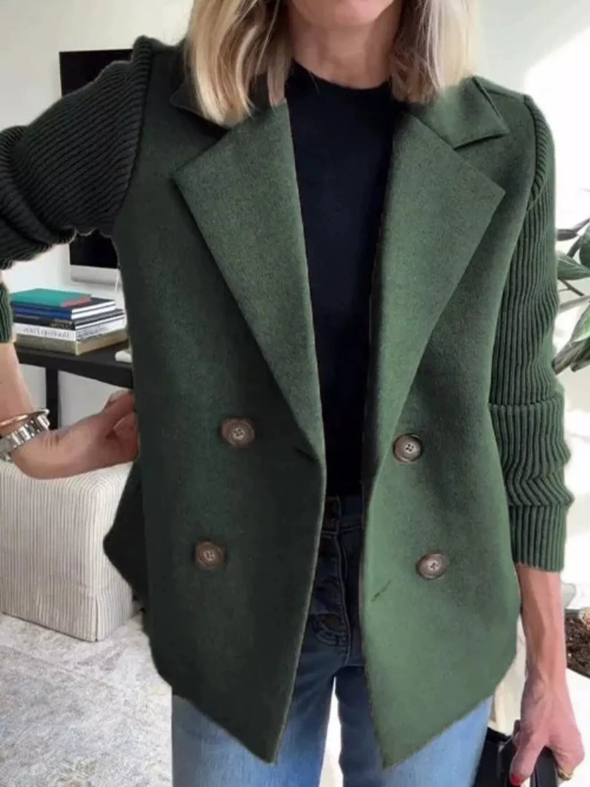 Mid-Length Shawl Collar Overcoat with Buttoned Front Modeberg Bern