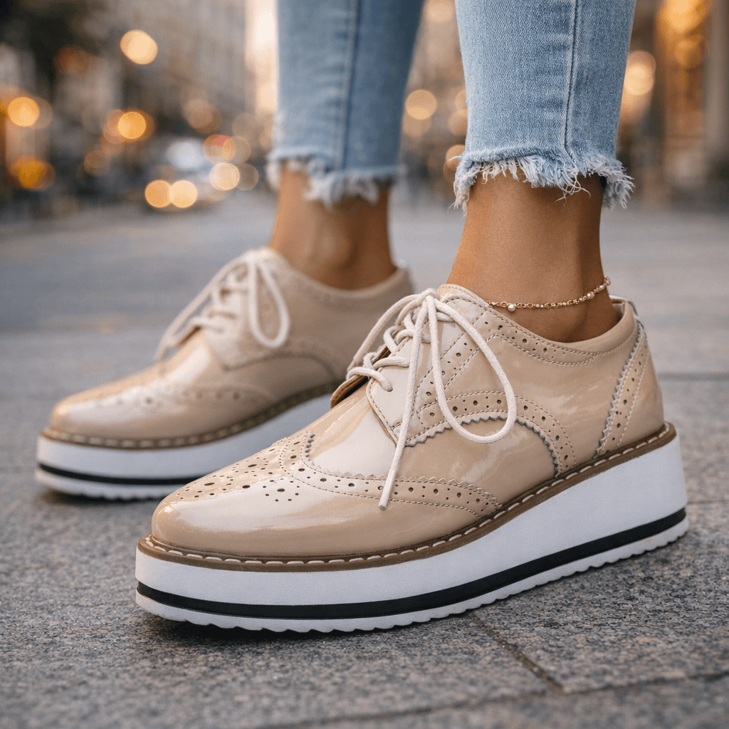 Leather Brogue Platform Heels Modeberg Bern