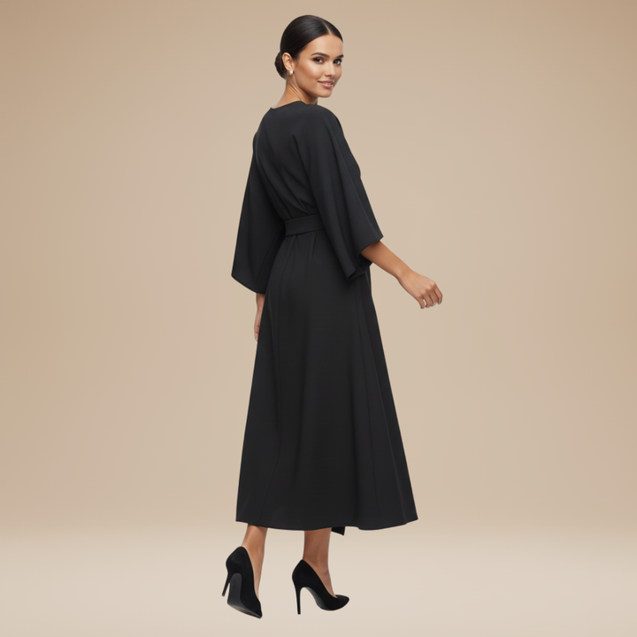 Belted Wide Sleeve Wrap Midi Dress Modeberg Bern