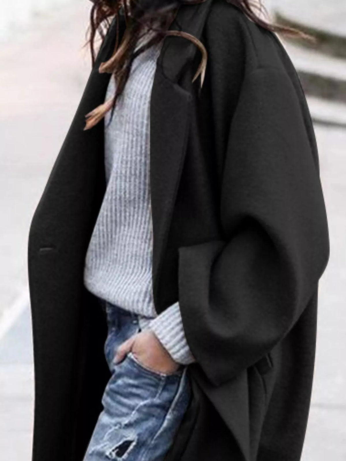 Oversized Long Winter Coat with Wide Sleeves Modeberg Bern