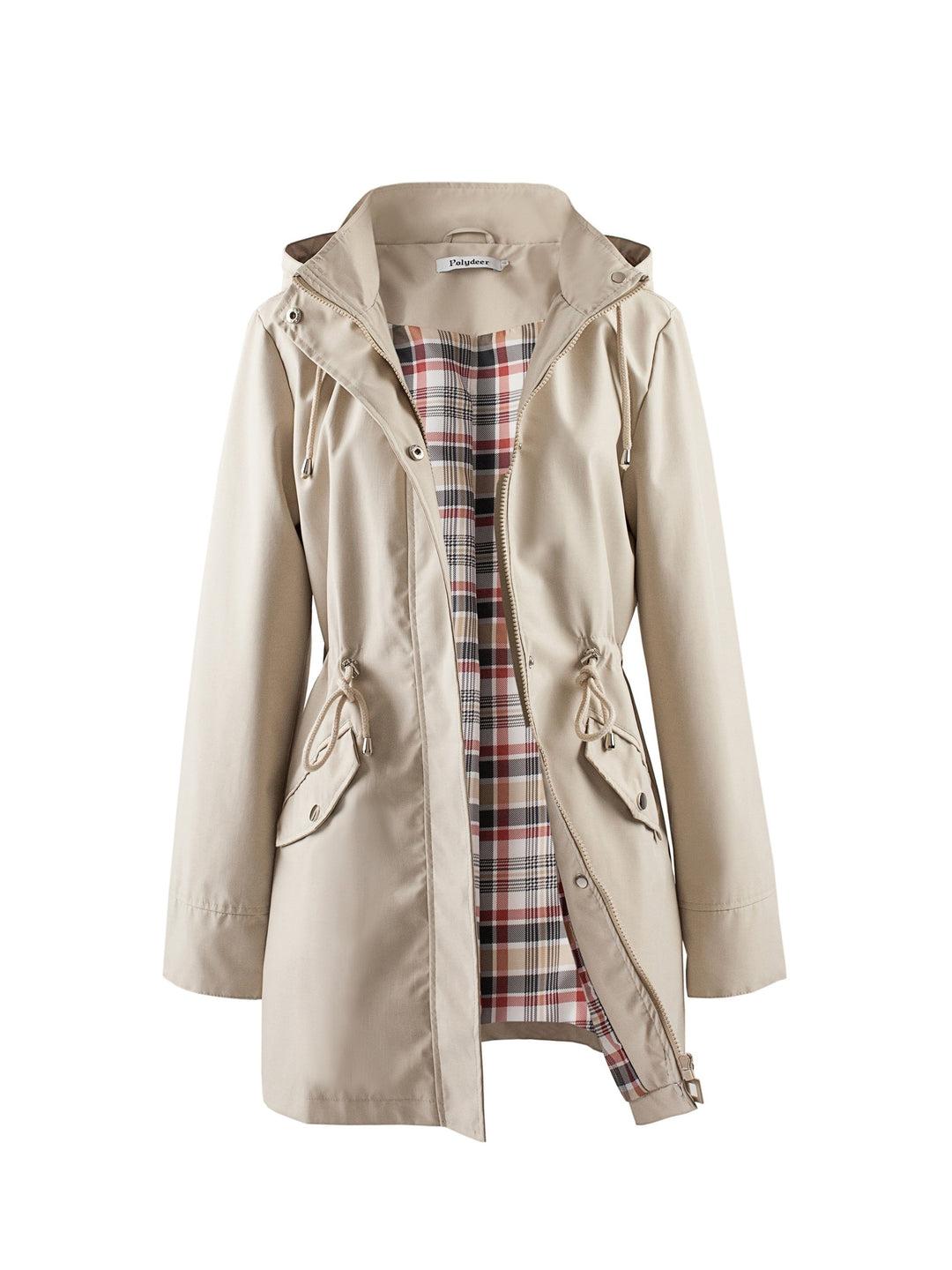 Hooded Zip Up Coat with Drawstring Waist Modeberg Bern