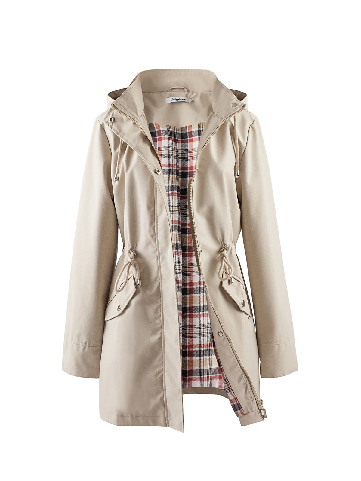 Hooded Zip Up Coat with Drawstring Waist Modeberg Bern