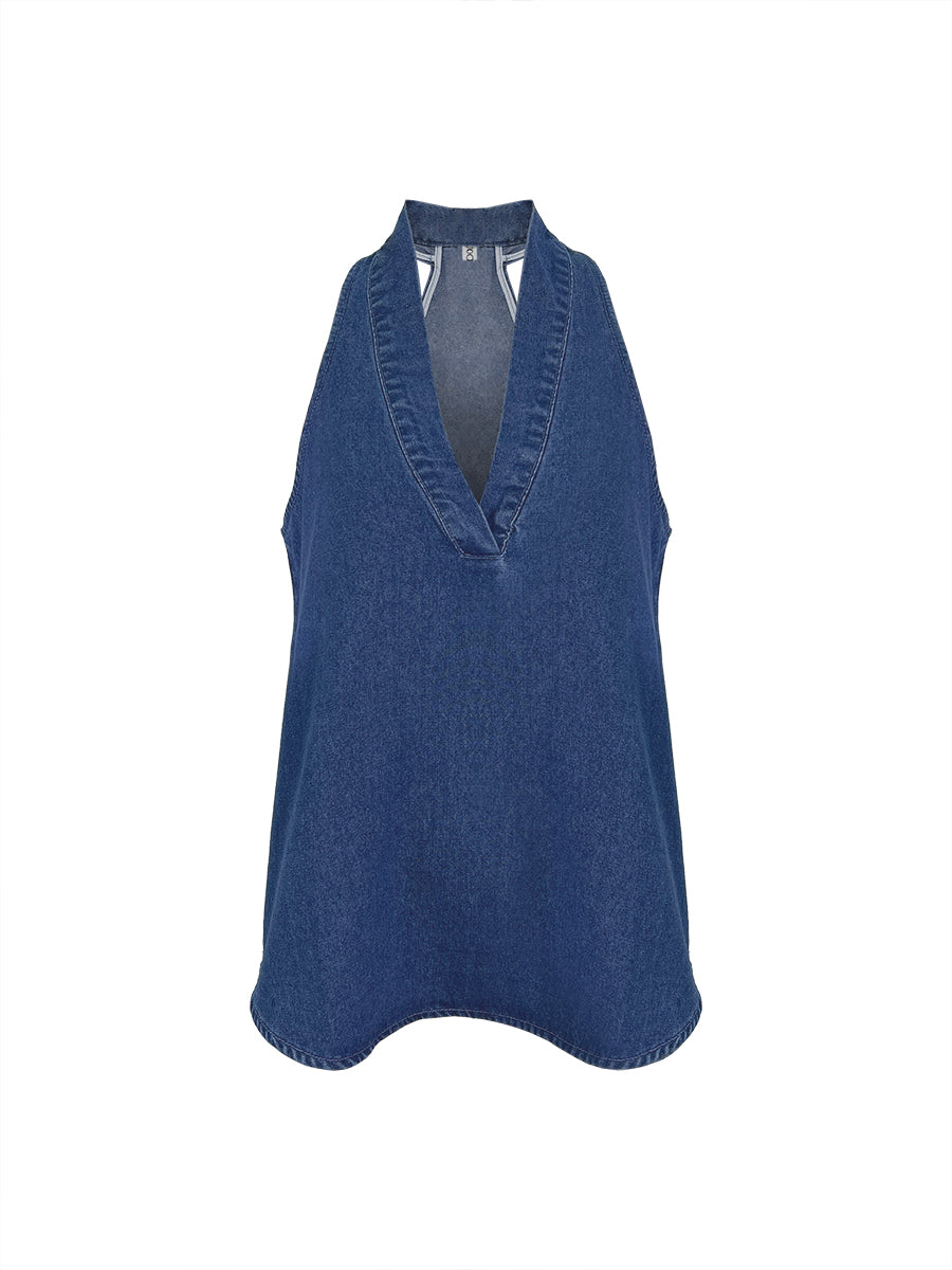 Denim Halter V-Neck Vest Top Modeberg Bern