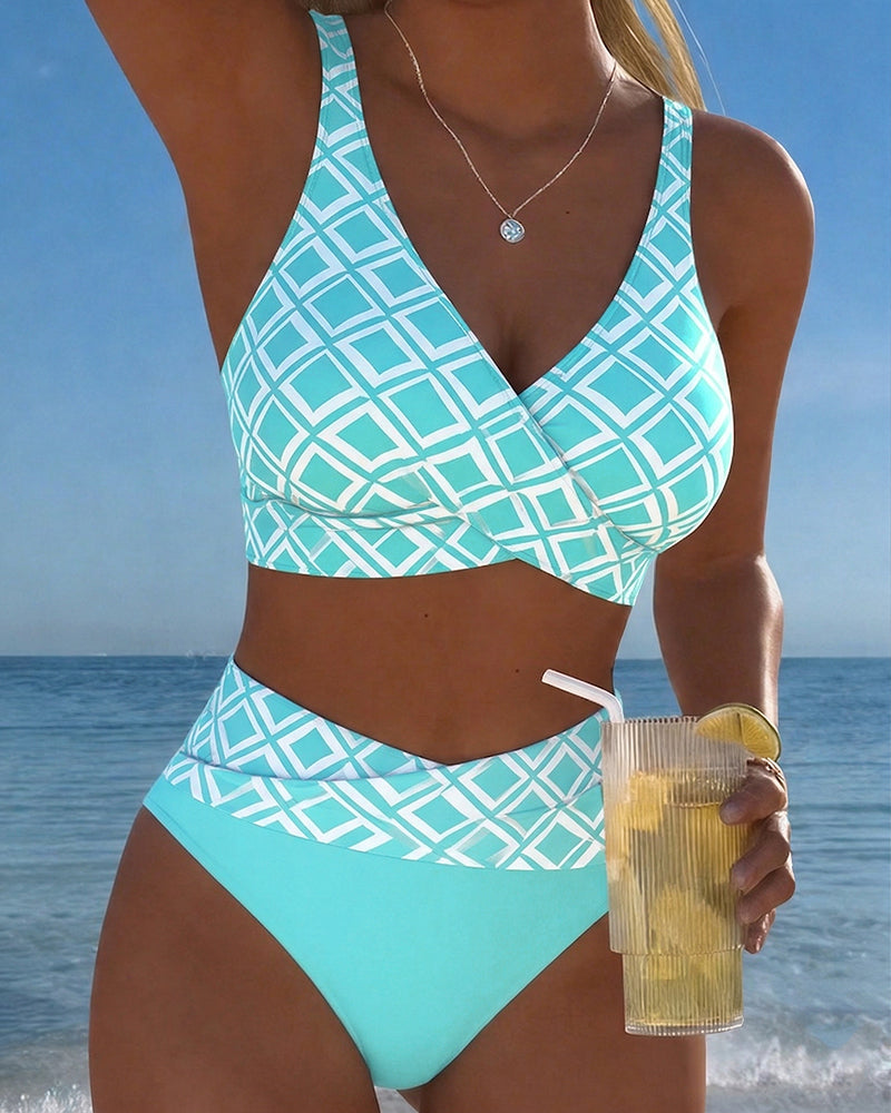 Nina™ Zweiteiliger Bikini mit Bh-Schnitt und Rautenmuster für Damen