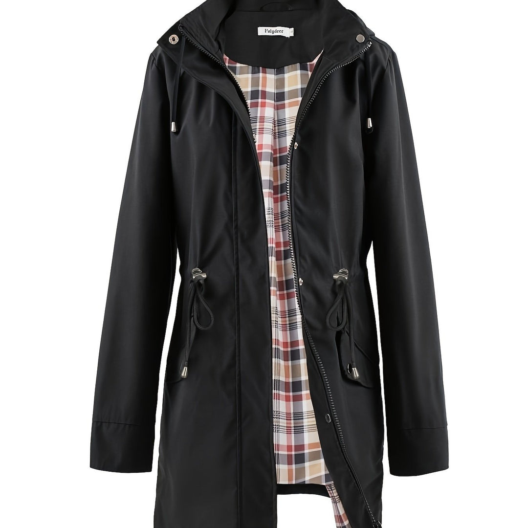 Hooded Zip Up Coat with Drawstring Waist Modeberg Bern