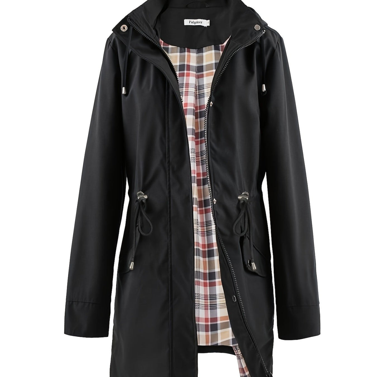 Hooded Zip Up Coat with Drawstring Waist Modeberg Bern