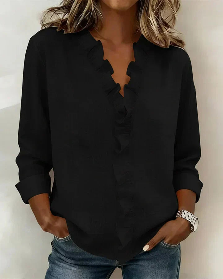 Indira™ Rüschen-V-Ausschnitt-Bluse Modeberg Bern