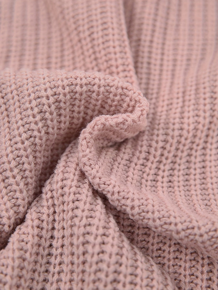 Relaxed Half Roll Neck Jumper Dress in Ribbed Knit Modeberg Bern