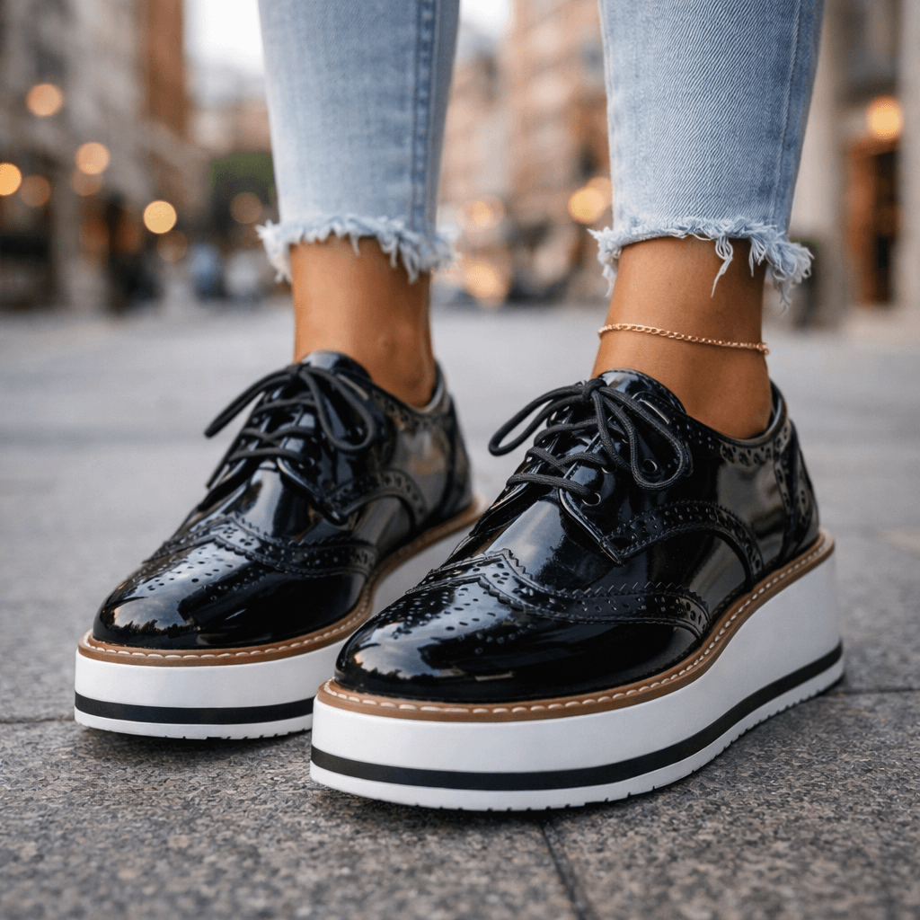 Leather Brogue Platform Heels Modeberg Bern