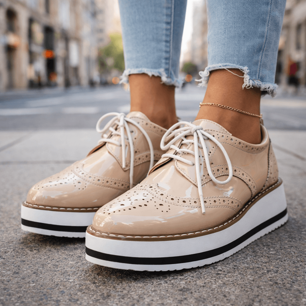 Leather Brogue Platform Heels Modeberg Bern