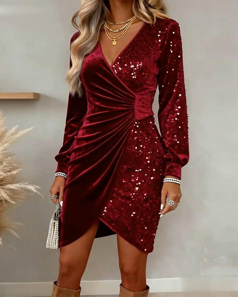 V-Neck Sequined Velvet Evening Dress Modeberg Bern