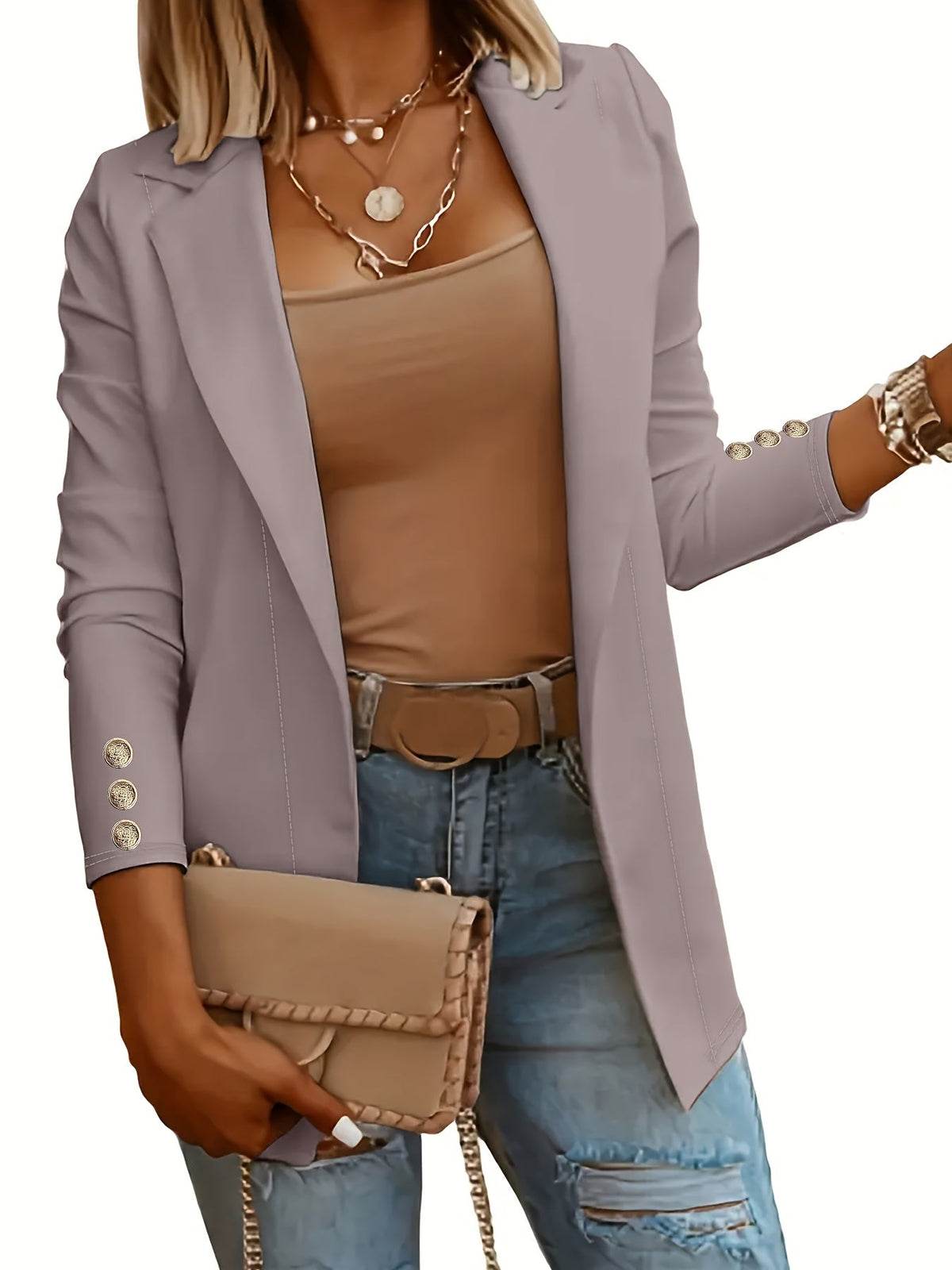 Mid-Length Lapel Coat with Decorative Button Cuffs Modeberg Bern