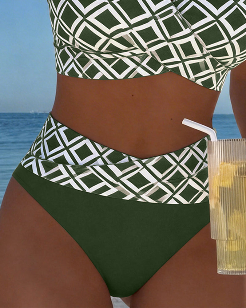 Nina™ Zweiteiliger Bikini mit Bh-Schnitt und Rautenmuster für Damen