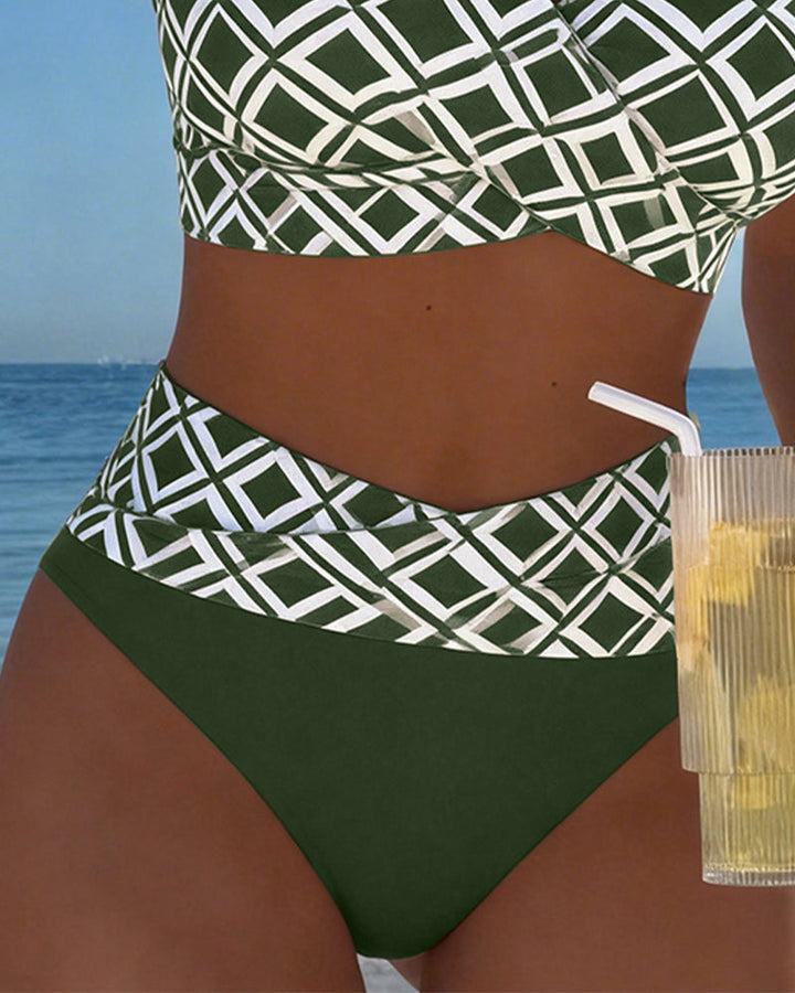 Nina™ Zweiteiliger Bikini mit Bh-Schnitt und Rautenmuster für Damen