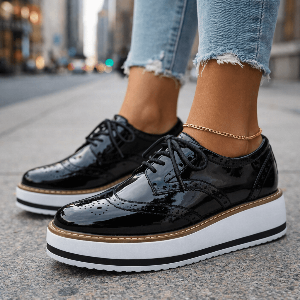 Leather Brogue Platform Heels Modeberg Bern