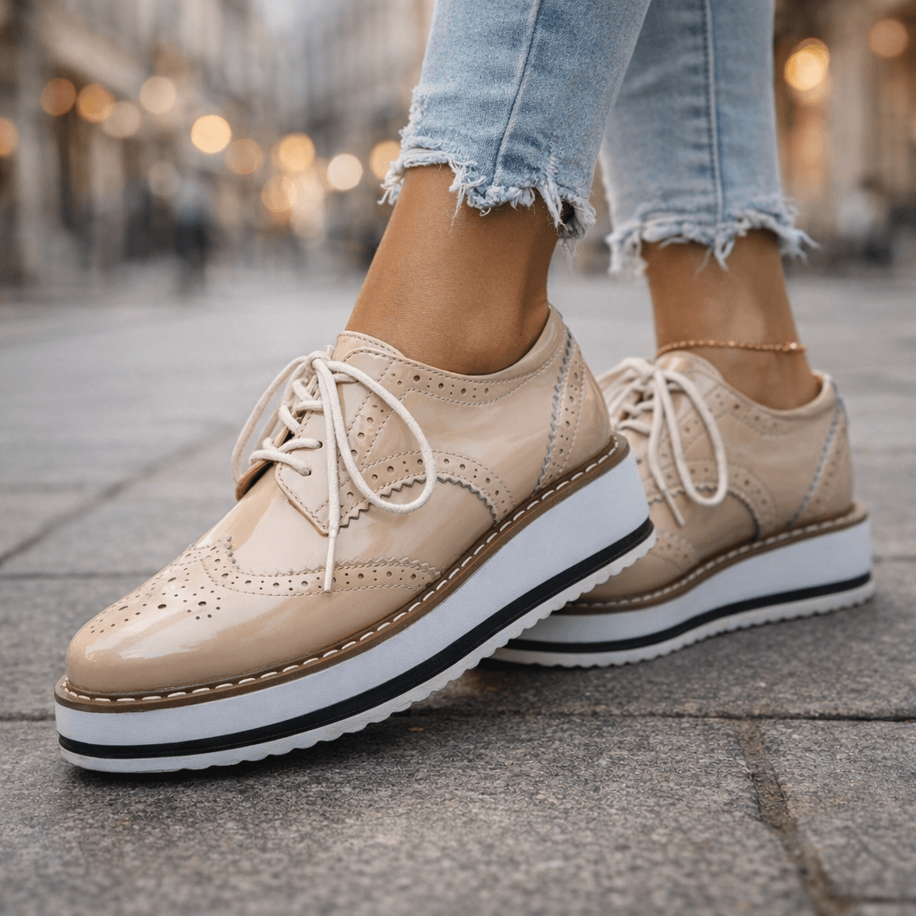 Leather Brogue Platform Heels Modeberg Bern