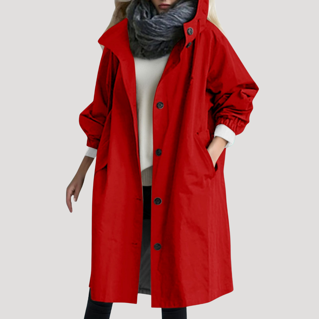 Hooded Button Front Coat for Women Modeberg Bern