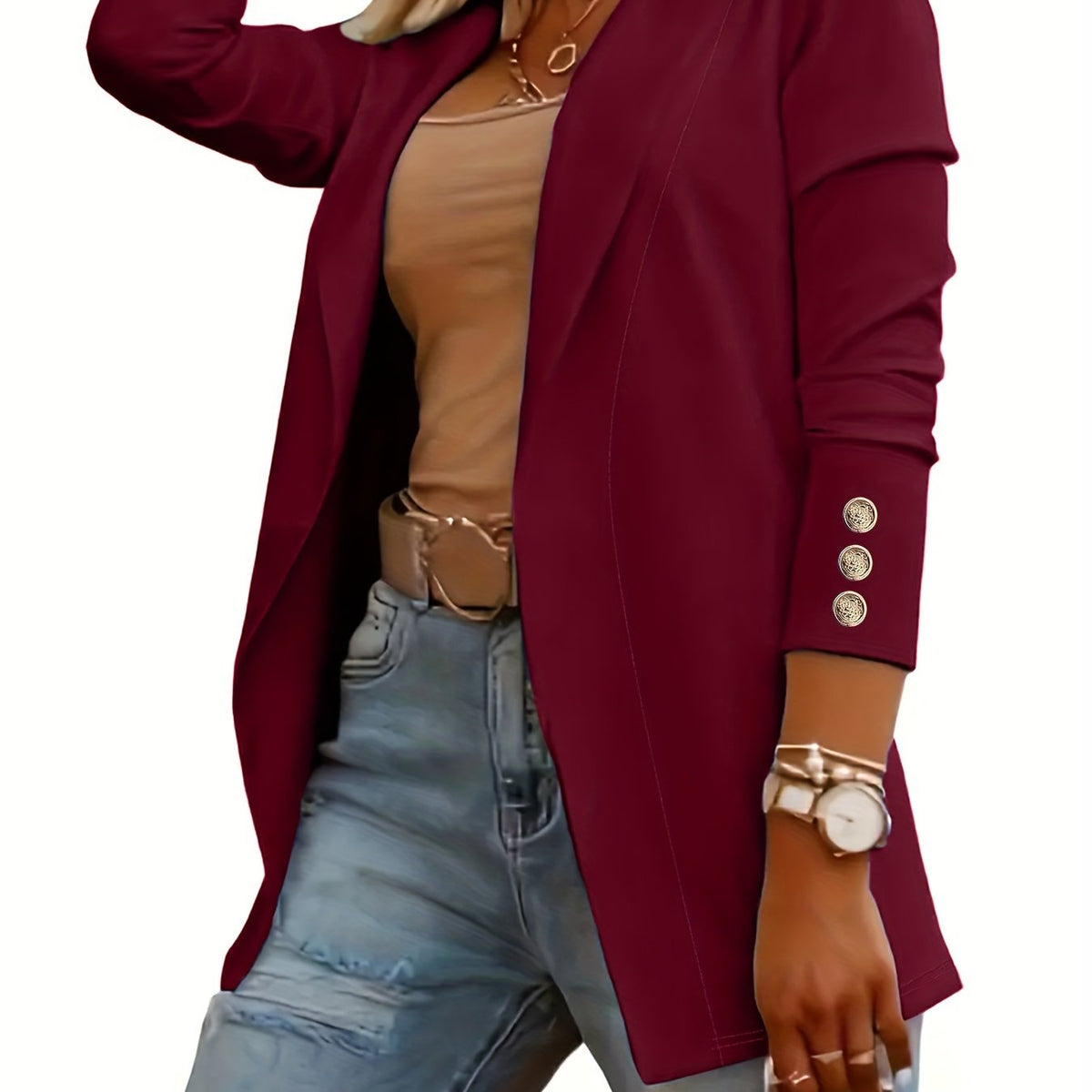 Mid-Length Lapel Coat with Decorative Button Cuffs Modeberg Bern
