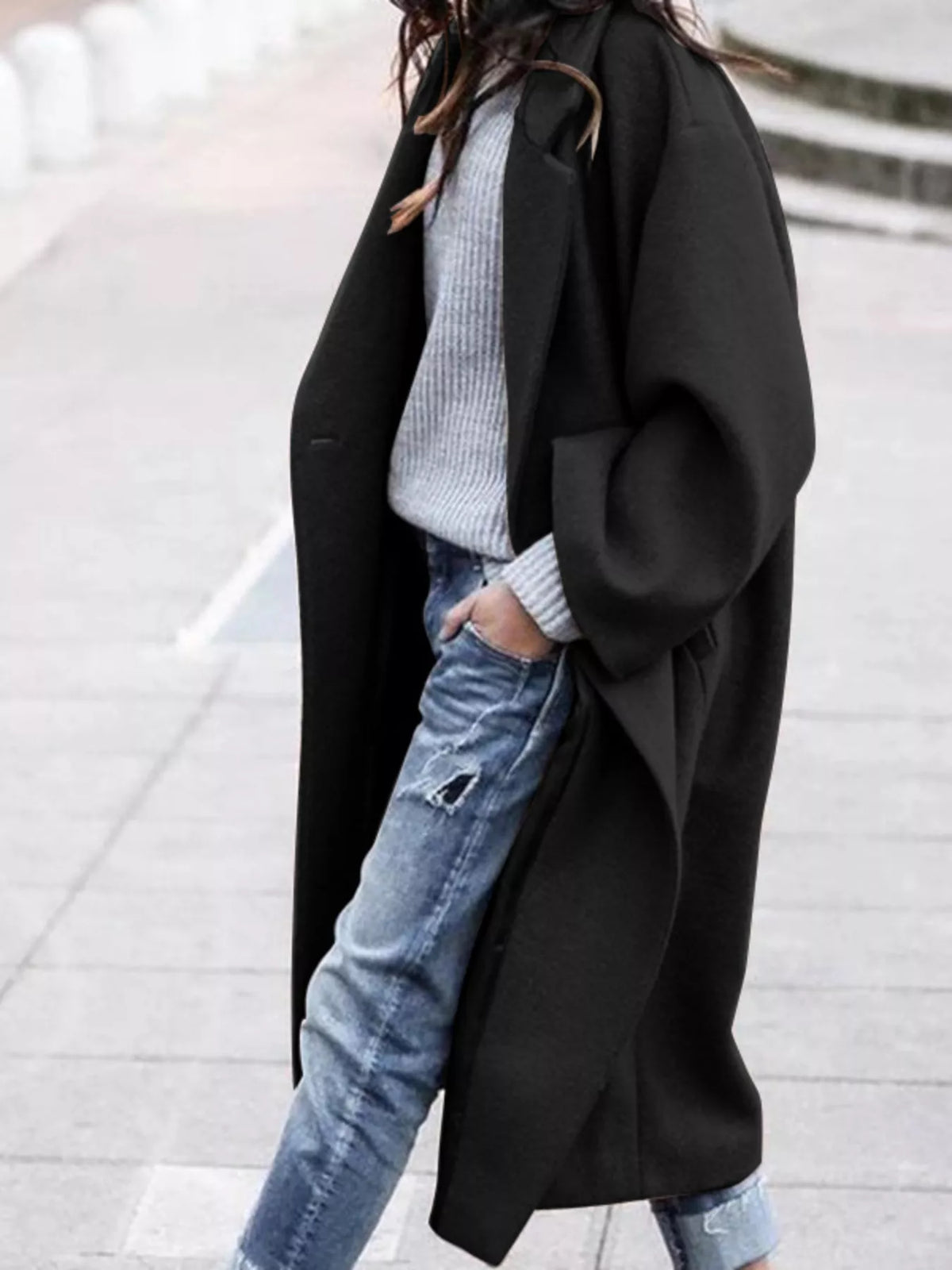 Oversized Long Winter Coat with Wide Sleeves Modeberg Bern