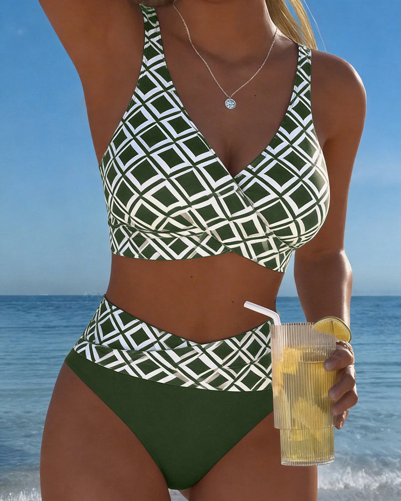 Nina™ Zweiteiliger Bikini mit Bh-Schnitt und Rautenmuster für Damen