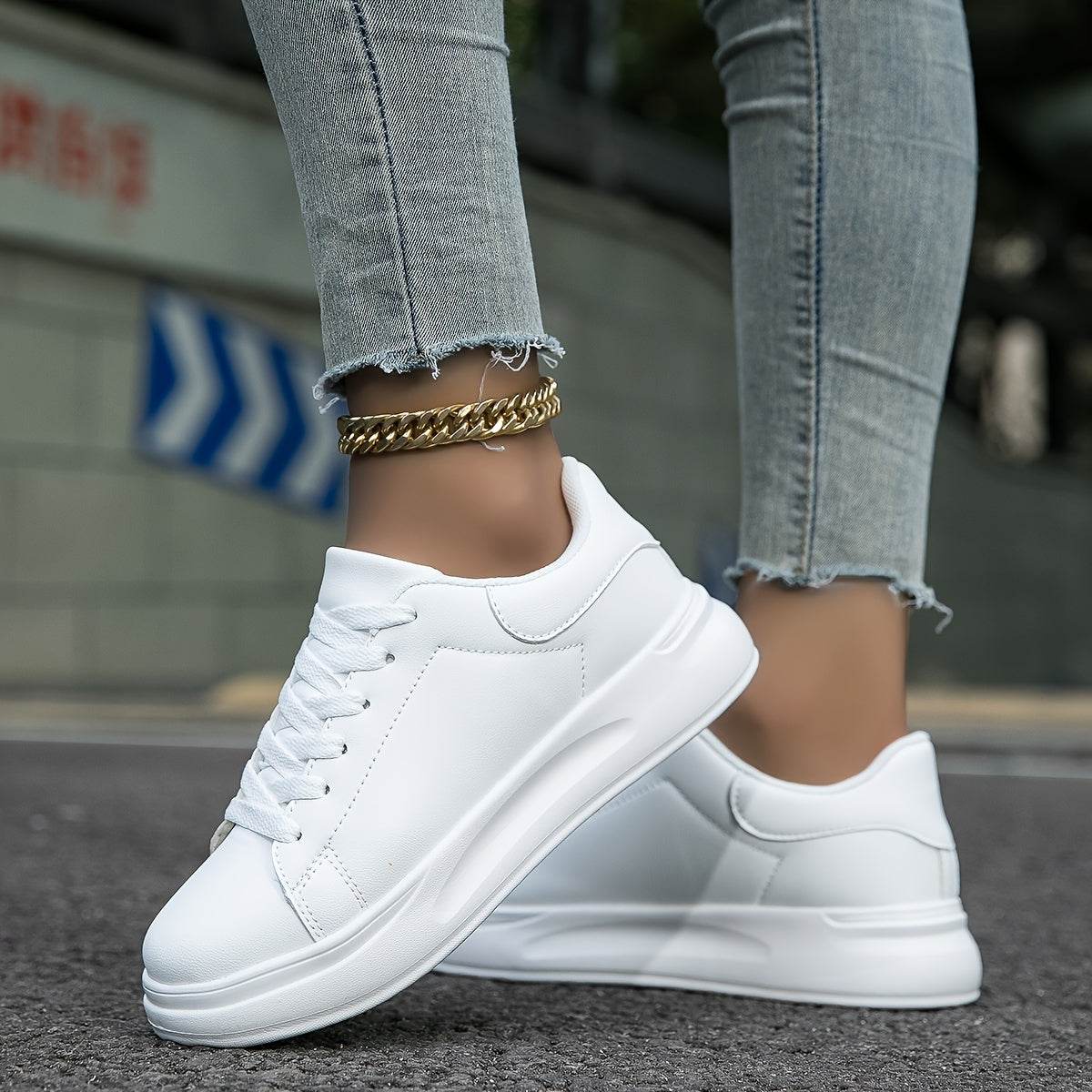 Women's Clean White Leather Trainers Modeberg Bern