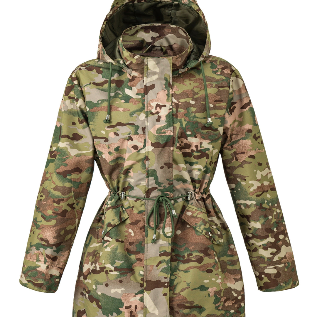 Hooded Zip Up Coat with Drawstring Waist Modeberg Bern