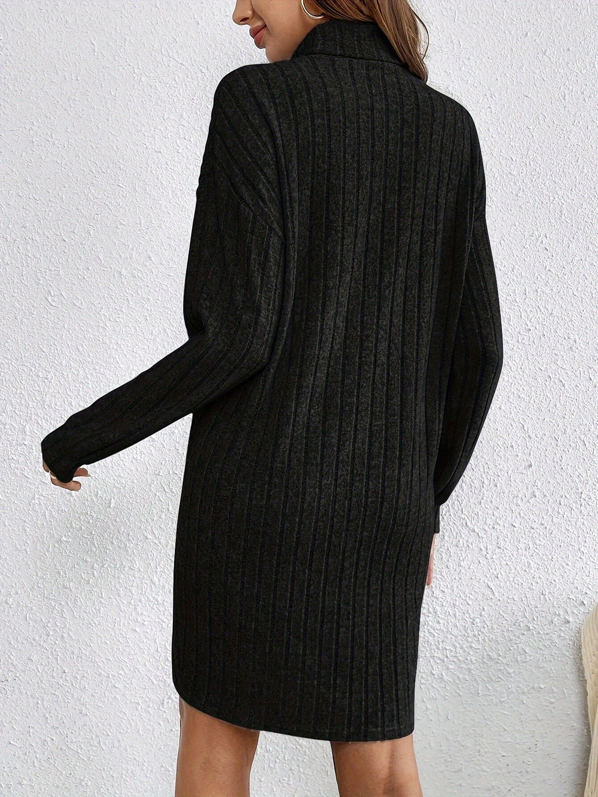 Ribbed Roll Neck Jumper Dress with Stretch Knit Modeberg Bern