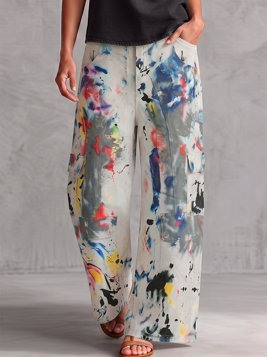 Graffiti Print Wide-Leg High-Waisted Jeans Modeberg Bern