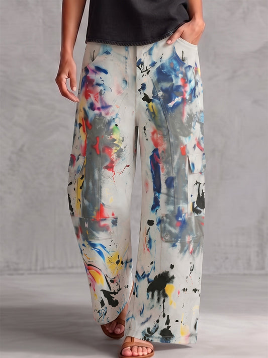 Graffiti Print Wide-Leg High-Waisted Jeans Modeberg Bern