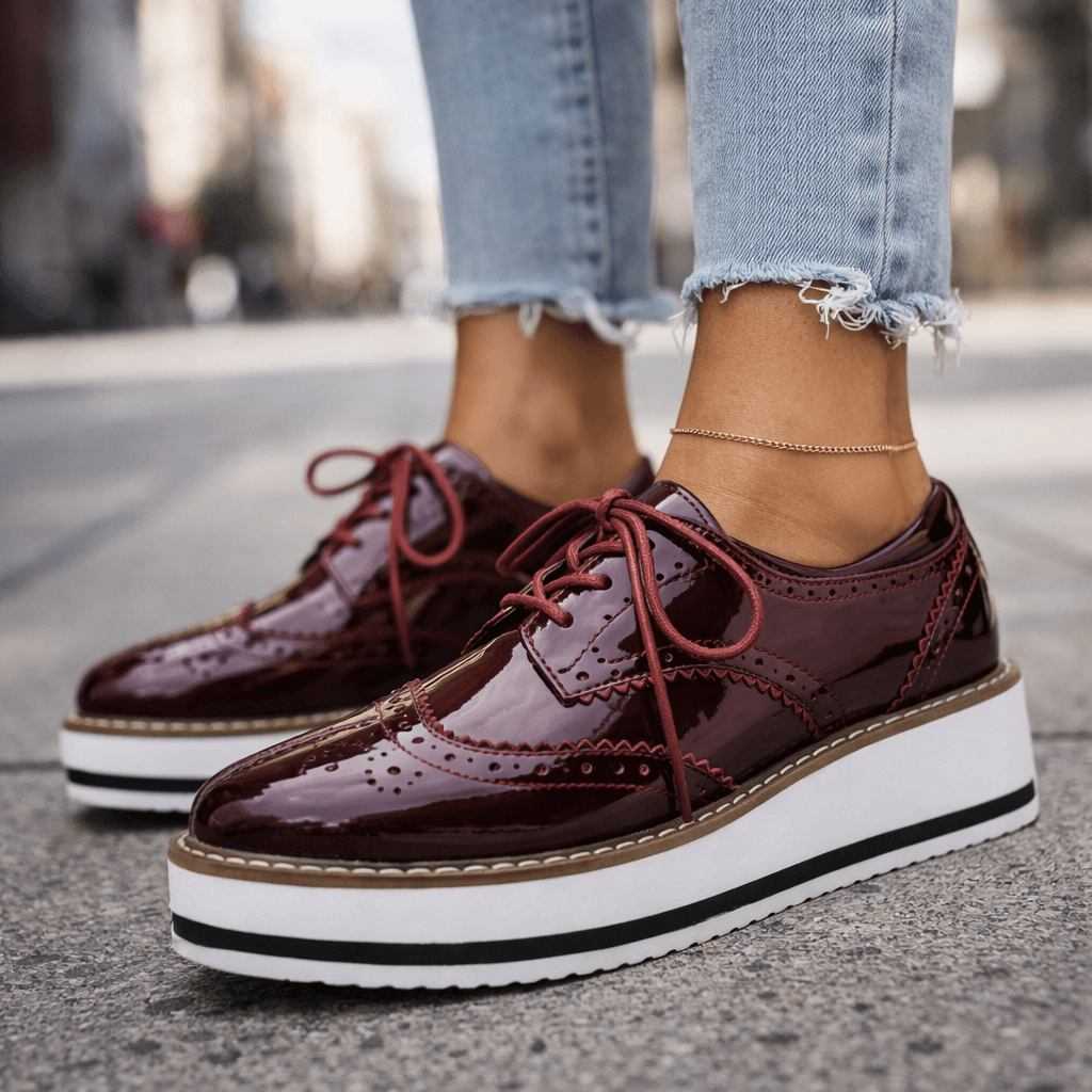 Leather Brogue Platform Heels Modeberg Bern