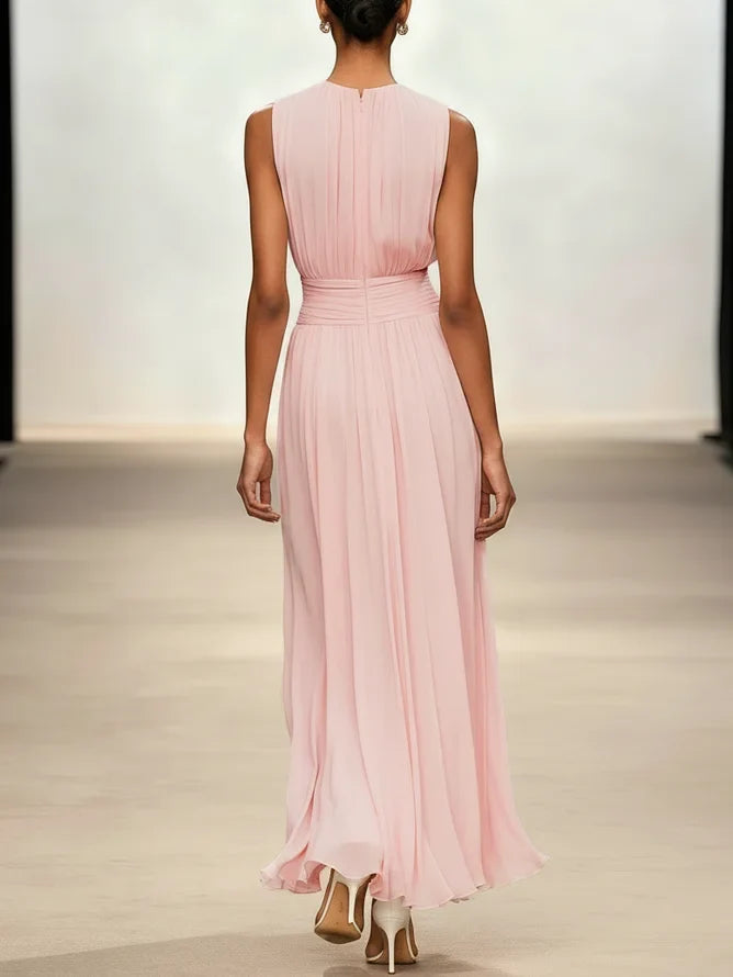 Sleeveless Ruched A-Line Wedding Guest Maxi Dress Modeberg Bern