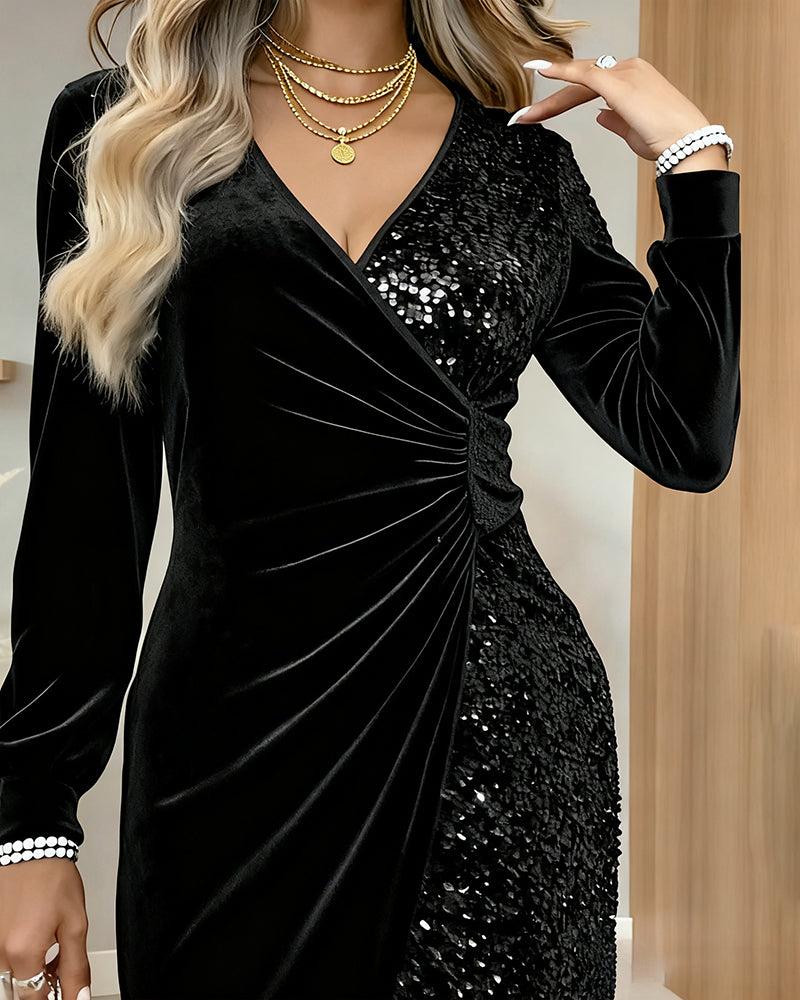 V-Neck Sequined Velvet Evening Dress Modeberg Bern