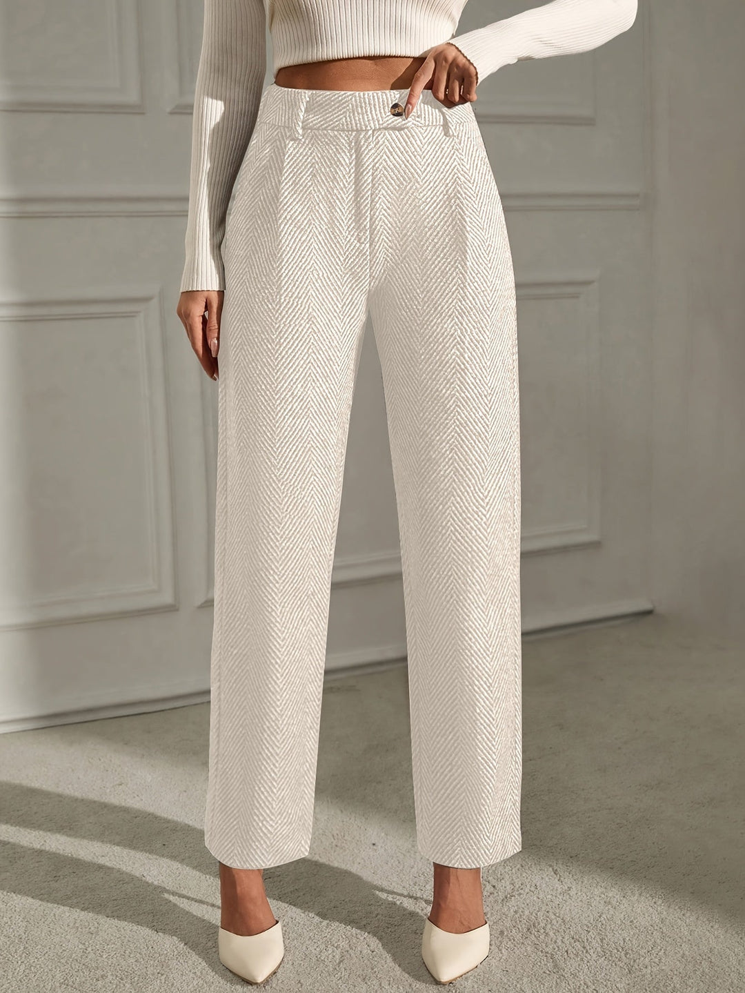Elegant Grey Straight-Leg Office Trousers Modeberg Bern