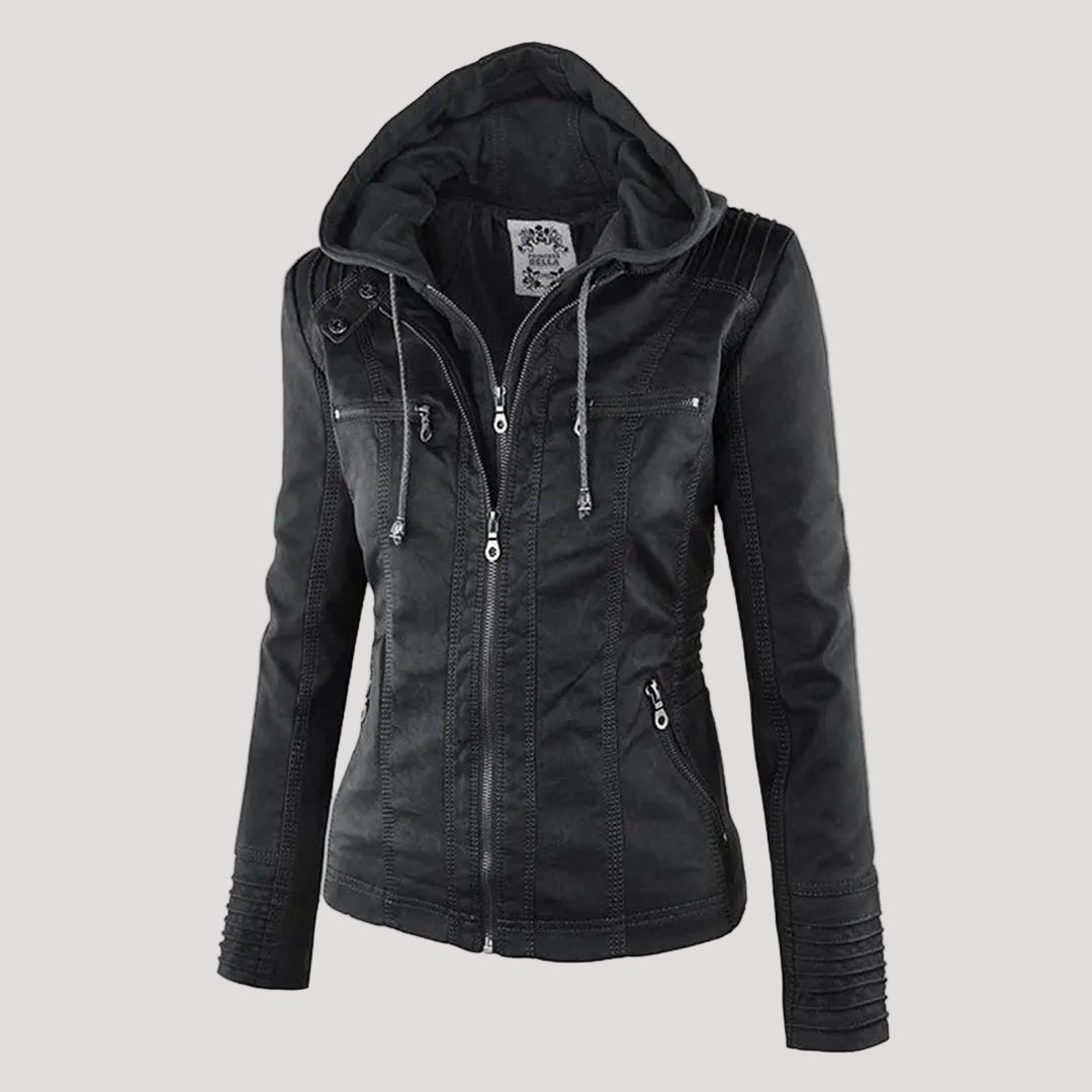 Faux Leather Jacket with Removable Hood and Water-Resistant Coating Modeberg Bern