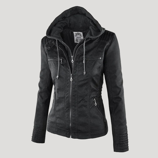 Faux Leather Jacket with Removable Hood and Water-Resistant Coating Modeberg Bern