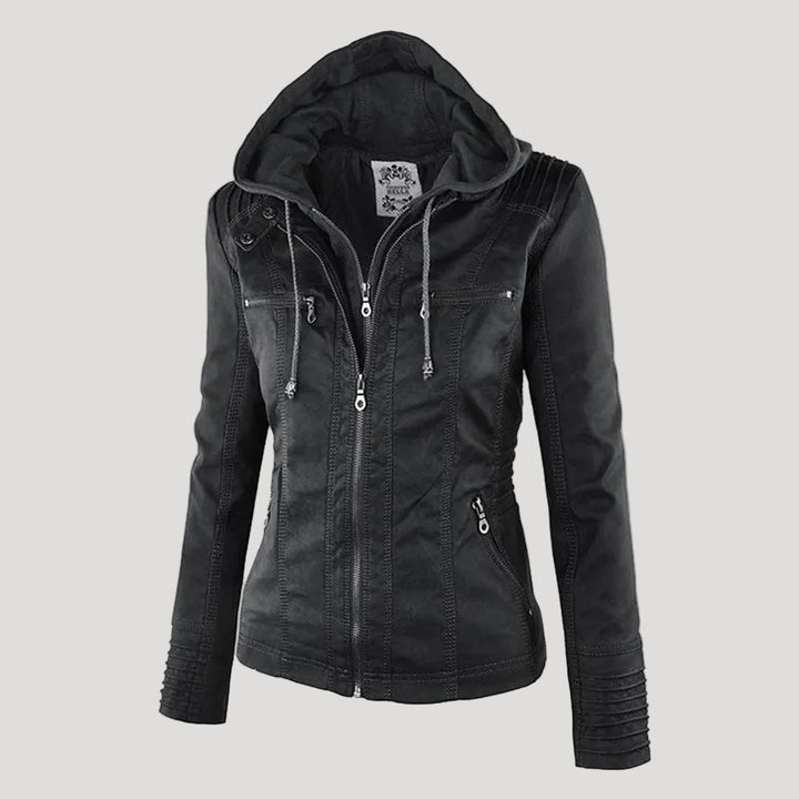 Faux Leather Jacket with Removable Hood and Water-Resistant Coating Modeberg Bern