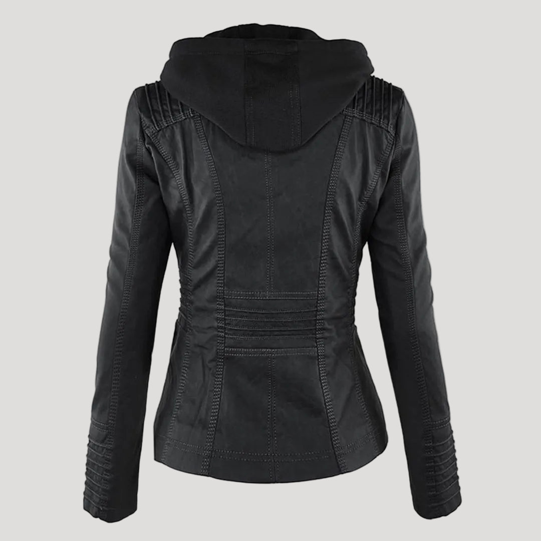 Faux Leather Jacket with Removable Hood and Water-Resistant Coating Modeberg Bern