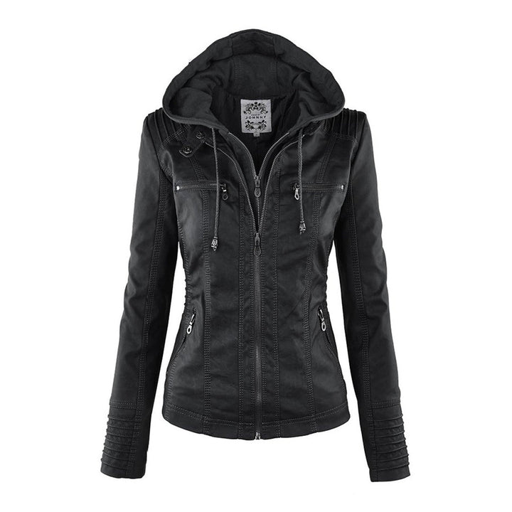 Faux Leather Jacket with Removable Hood and Water-Resistant Coating Modeberg Bern