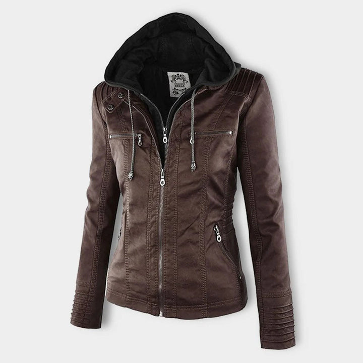 Faux Leather Jacket with Removable Hood and Water-Resistant Coating Modeberg Bern